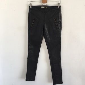 TOPSHOP Black Coated Moto Skinny Jeans